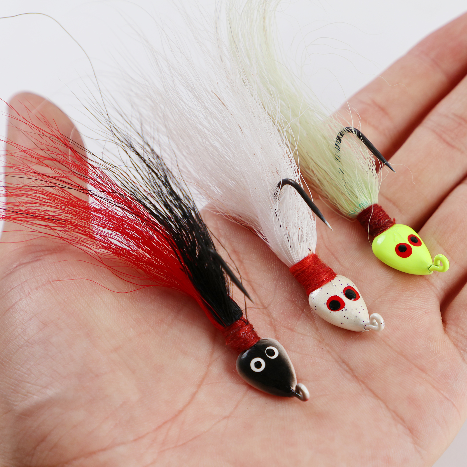 FREE FISHER 15pcs Fishing Feather Hooks Lead Head 7.9g 10cm Artificial Lures Baits Sharp Fishhook for Freshwater/Saltwater