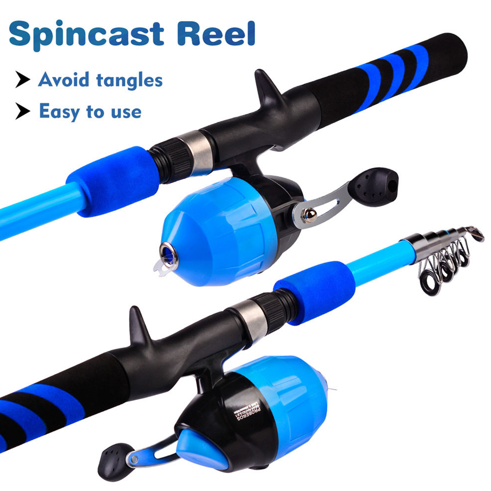 FREE FISHER Fishing Rod Combo Drum Reel Soft Lures Telescopic Fish Pole Hooks Floats Swivels Lead Sinkers Fishing Tackles Set Bag for Kids