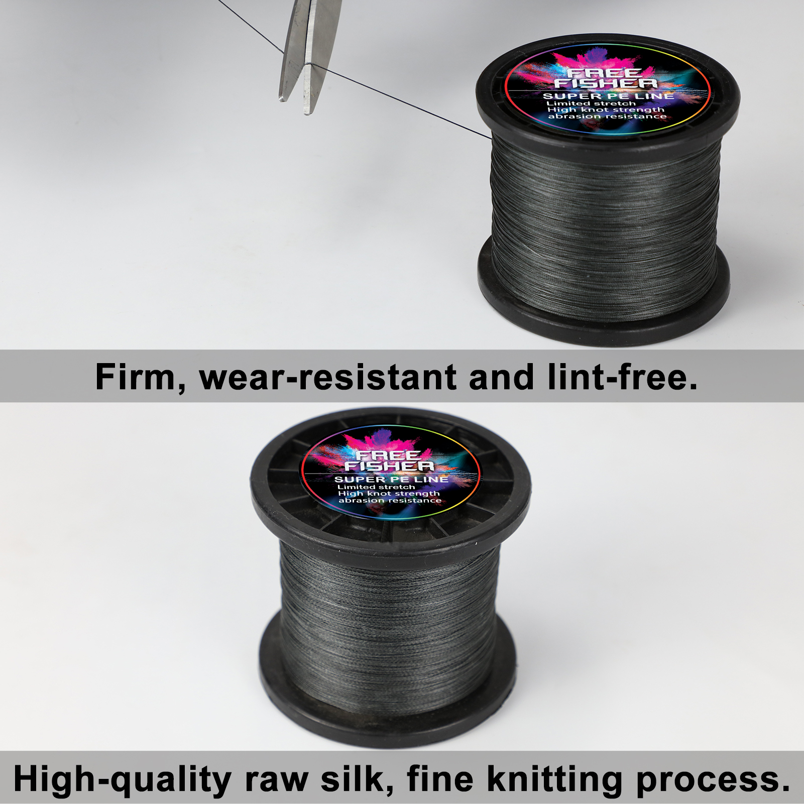 FREE FISHER Fishing Braided Line 1000m 4 Strands Multifilament 100% PE Wire 10LB-100LB 0.1-0.55MM for Saltwater/Freshwater