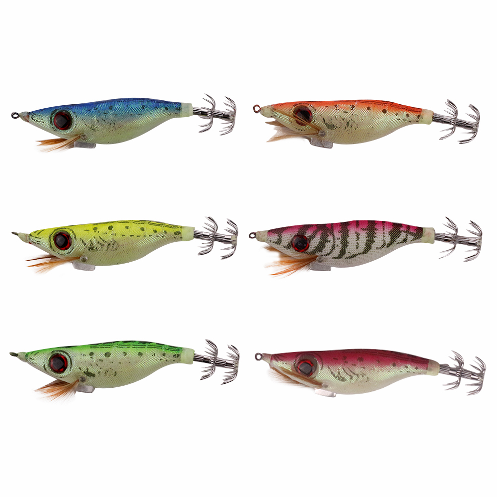 FREE FISHER 18pcs/lot Squid Hooks 10.1cm 12g Luminous Cuttlefish Jigs Artificial Hard Lures Prawn Glow Shrimp Octopus Baits for Sea Fishing