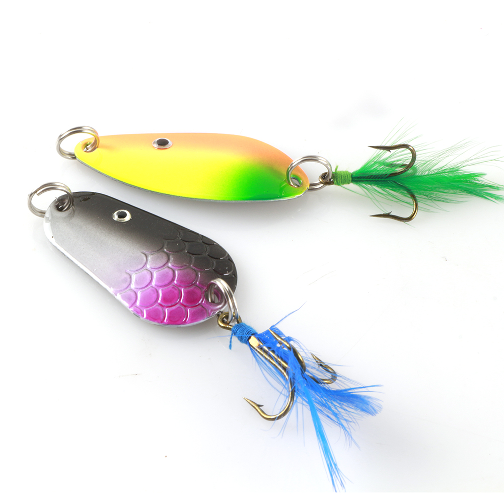 FREE FISHER 30pcs Metal Spoon Lures Fishing Spinnerbaits Kit Rotation Sequins Swimbait wuth Feather Hooks for Trout Pike Salmon Bass