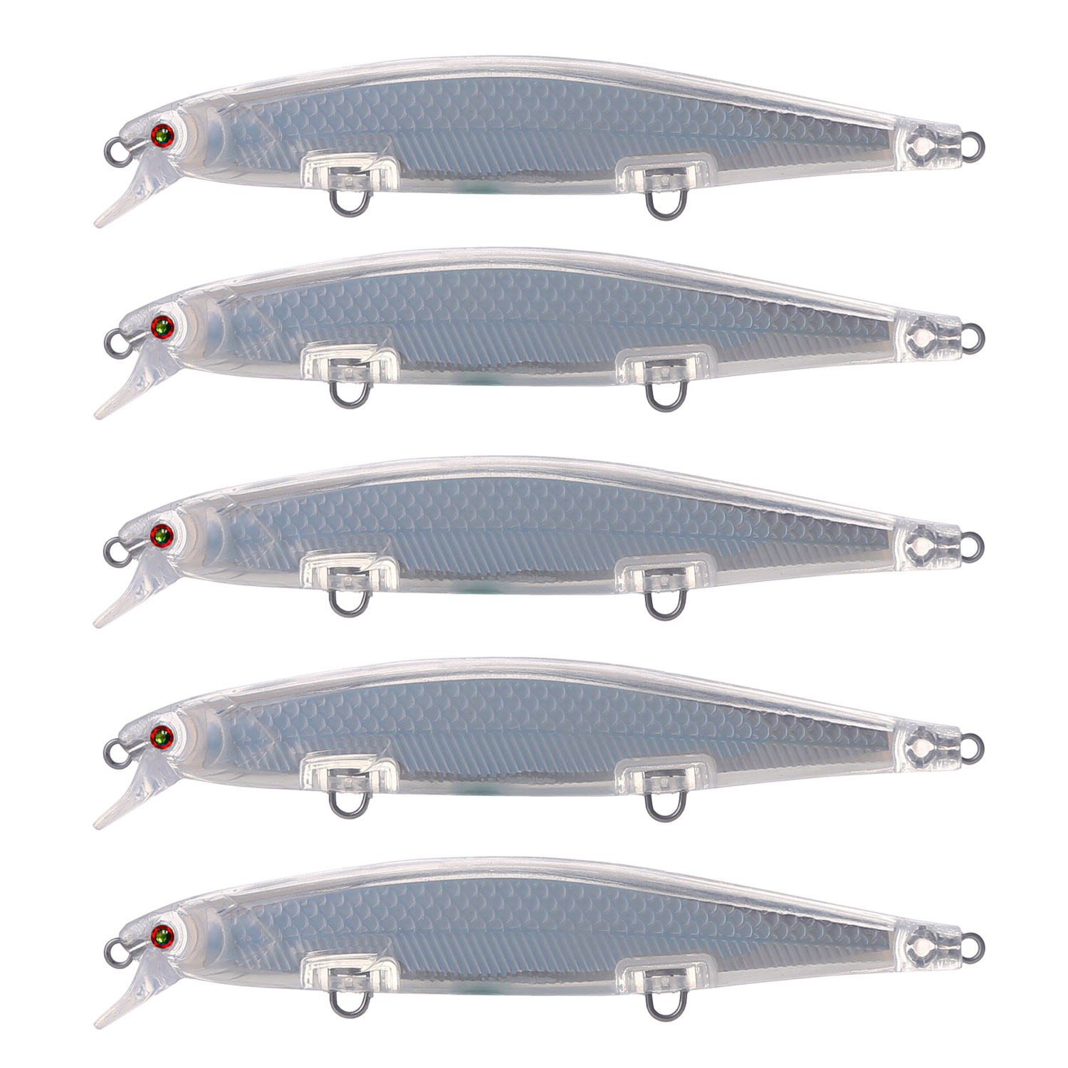 Fishing Unpainted Lures Set 11.4cm 11.4g Long Laser Long Fish Minnows Clear Plastic Bait Embryo DIY Blank Fishbaits for Pike
