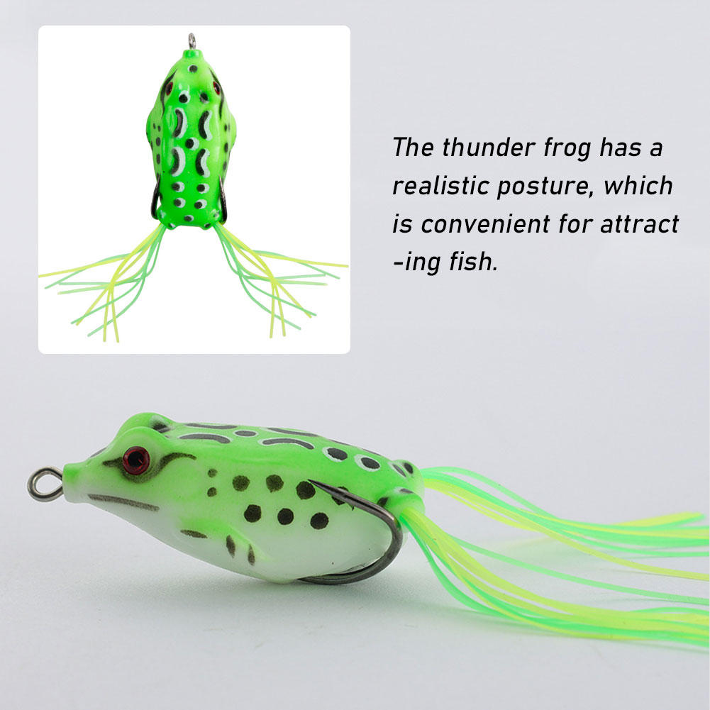 FREE FISHER 5pcs Bionic Thunder Frogs Set 5g/8g/12g Fishing Soft Frogs with Double Hook 3D Lifelike Eye Tail Whiskers Fishing Tackle Box