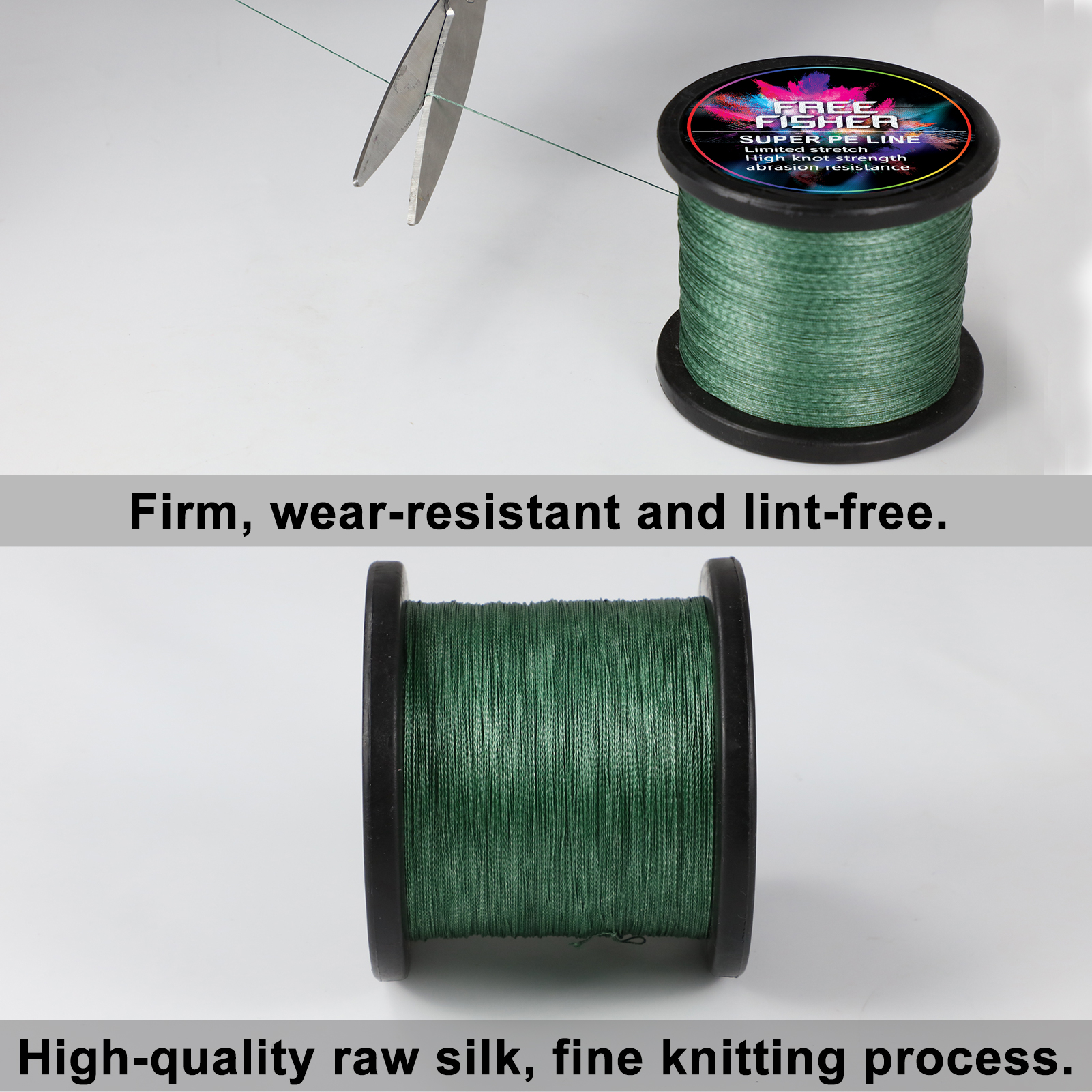 FREE FISHER Fishing Braided Line 1000m 4 Strands Multifilament 100% PE Wire 10LB-100LB 0.1-0.55MM for Saltwater/Freshwater