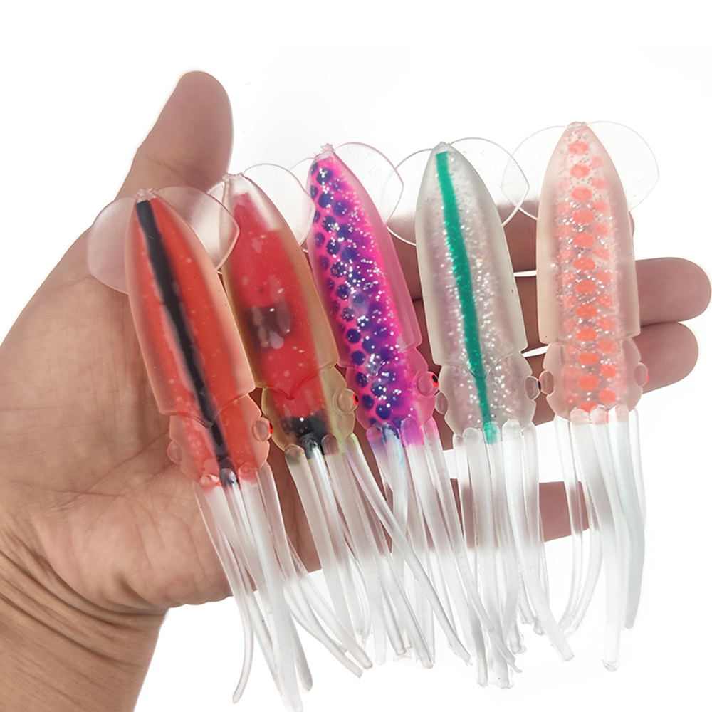 FREE FISHER 3pcs/6pcs Fishing Soft Octopus Lures 12cm 12.7g Rubber Skirts Colorful Squids 15cm 20g Hollow Tube Artificial Baits Pesca