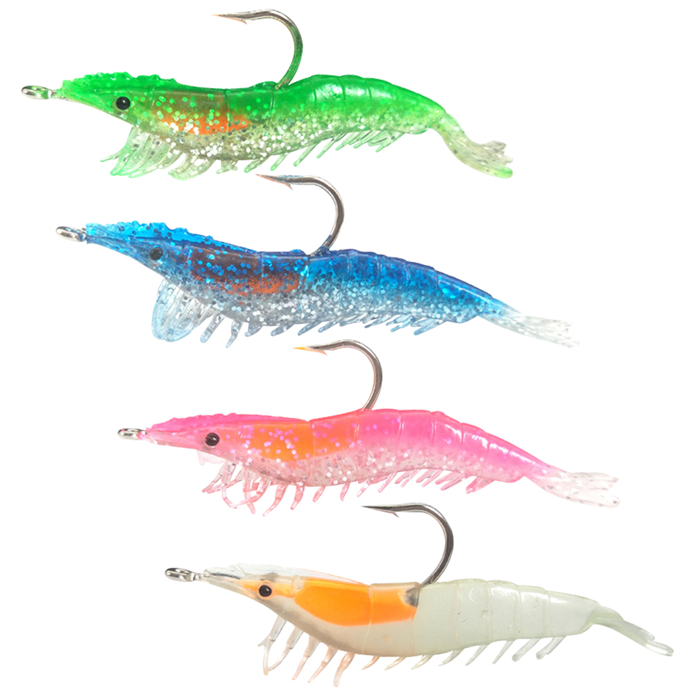 FREE FISHER Luminous Shrimp 3g 6cm Fishing Soft Lead Baits 9.5cm 10g Prawn with Sharp Hook Fishy Smell Wobblers Artificial Lures for Carp Fishing