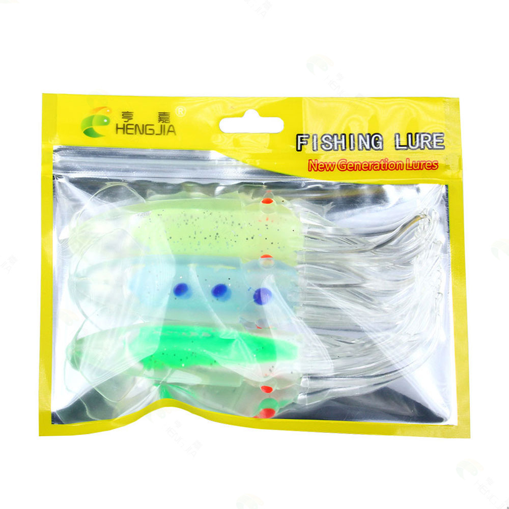 FREE FISHER 3pcs/6pcs Fishing Soft Octopus Lures 12cm 12.7g Rubber Skirts Colorful Squids 15cm 20g Hollow Tube Artificial Baits Pesca