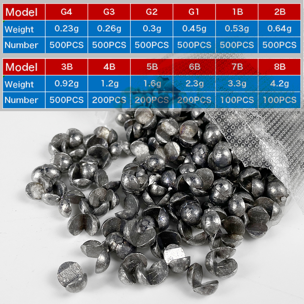 FREE FISHER Open Bite Lead Set Bare Fishing-clip Drop Biting Lead Sinker Weights Split Round Shot Lead Fishing Lure Bait Accessories