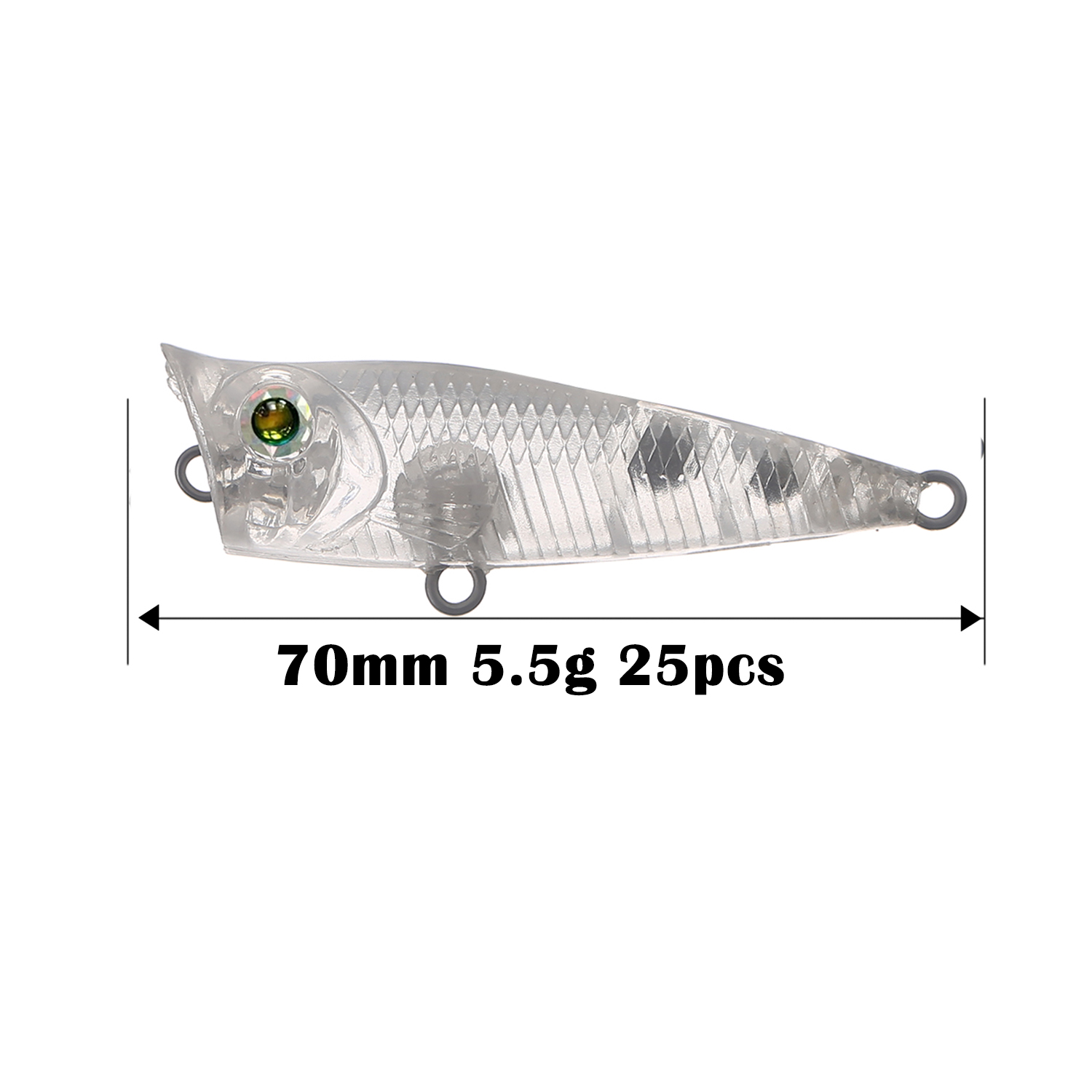 FREE FISHER 25pcs/Lot Fishing Mini Popper Lures Blank Bait Embryo Unpainded Lures Clear Plastic Hard Baits 50mm 4g Manual DIY Bass Lure