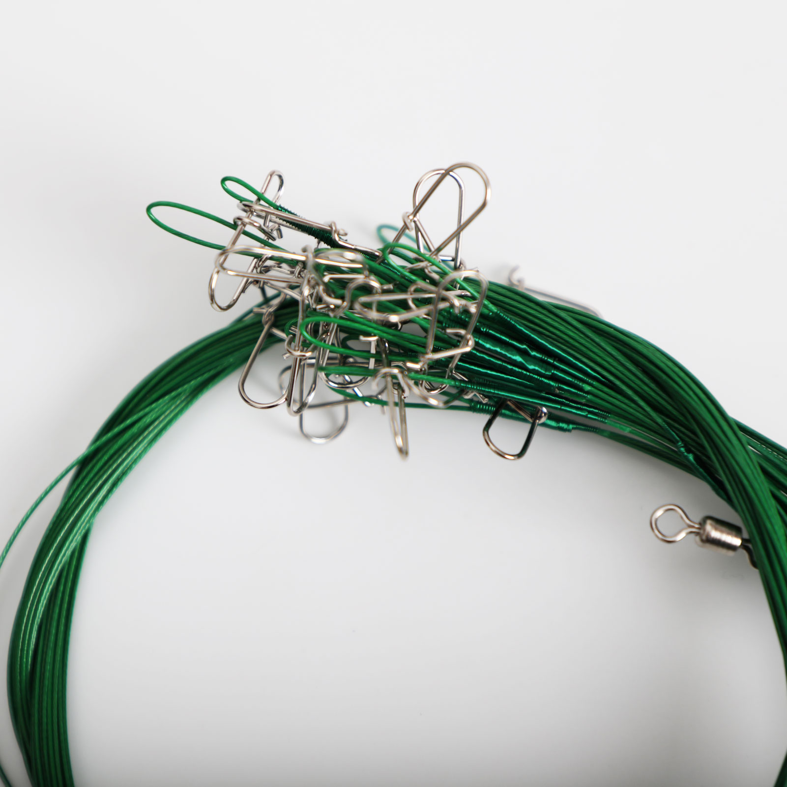 FREE FISHER 100pcs Fishing Leaders Steel Wire Rolling Swivels with Safety Snap Fish Line Connectors High Strenth 30KG 70cm Accessory Tackles