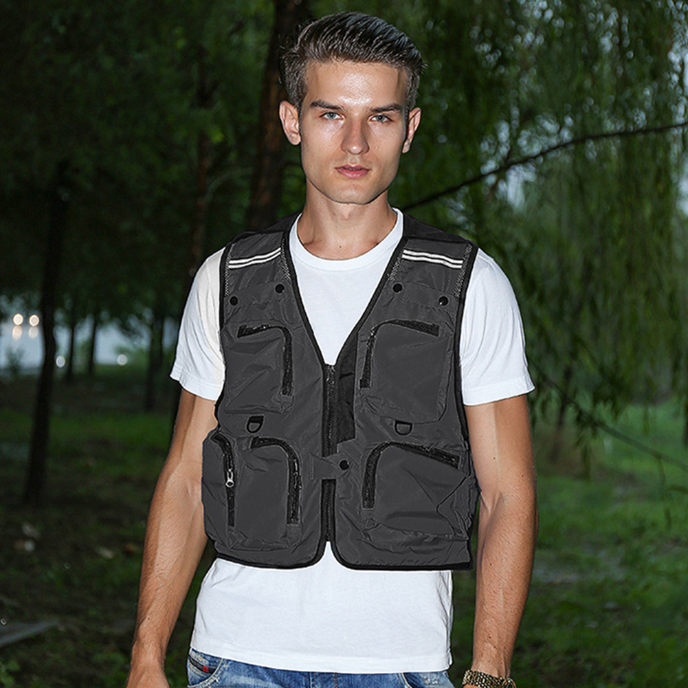 FREE FISHER Fishing Photography Vest with Pockets Men's Mesh Quick-Dry Waistcoat Outdoor Jackets for Camping Hunting Travelers Survival Utility Safety