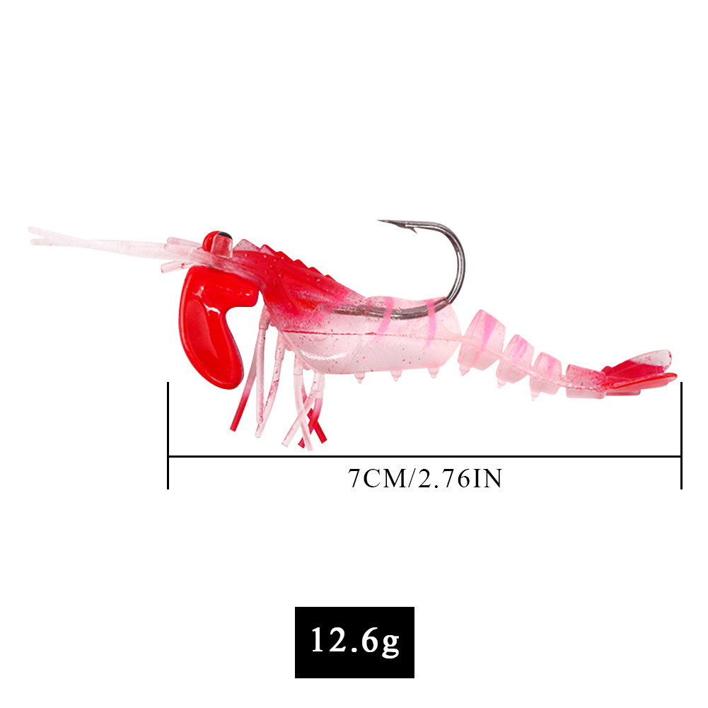 FREE FISHER 5pcs Fishing Soft Baits 7cm 5g Multi-Section Prawn with Sharp Hook Shrimp Fishy Smell Wobblers Artificial Lures for Carp Fishing
