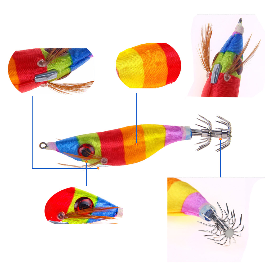 FREE FISHER Fishing Luminous Squid Wood Shrimp Lures Octopus Squids Cuttlefish Jigs Lures Spinnerbait Wood Shrimp Jig Hooks for Sea Fishing