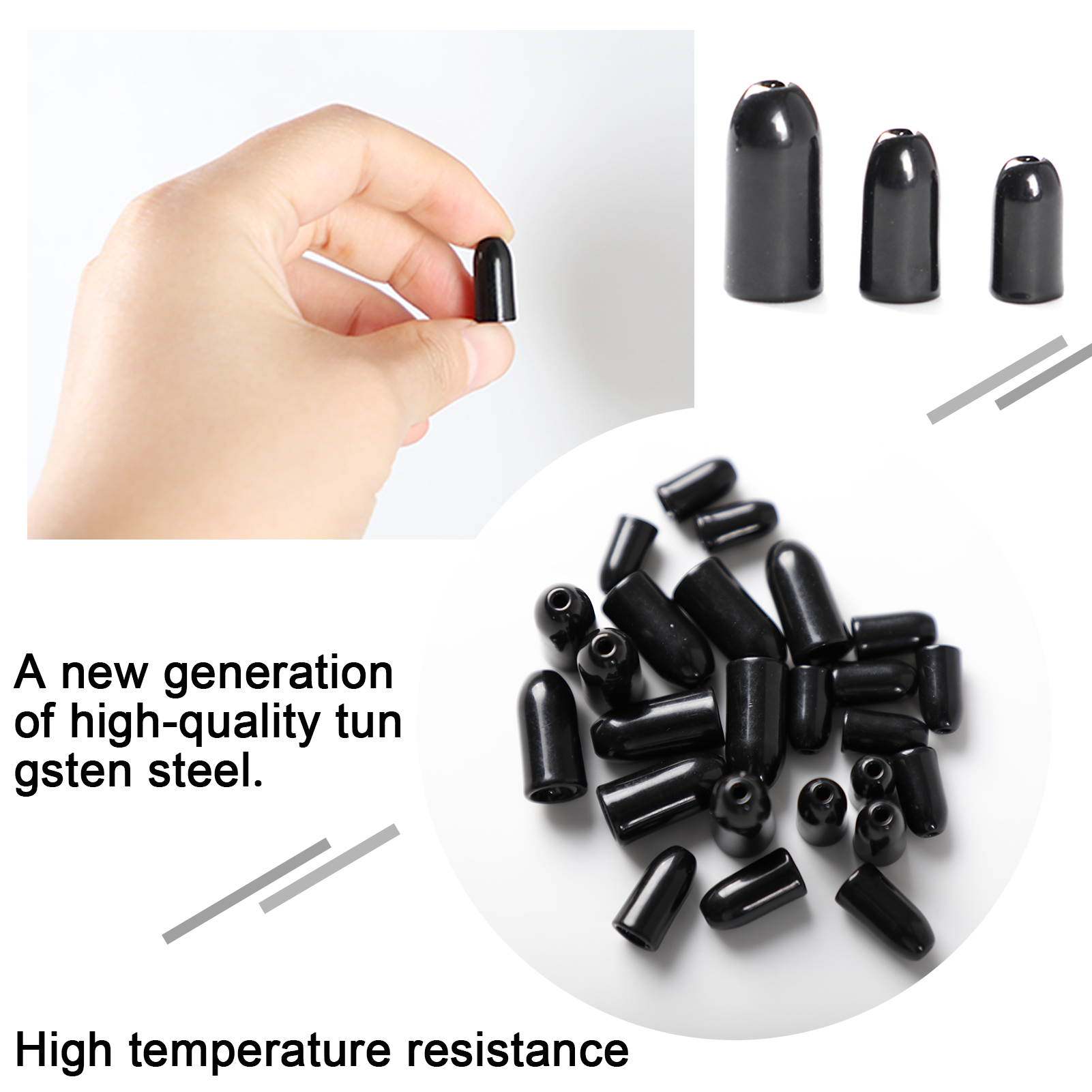 FREE FISHER 10pcs Fishing Tungsten Steel Worm Weights Bullet Shape Sinkers Flipping 3.5g/5.3g/10.5g Drop Shot Fishing Accessory for Bass