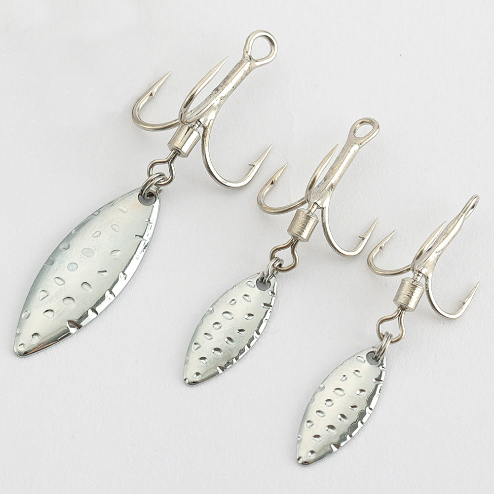 FREE FISHER 10pcs Fishing Treble Hooks with Metal Rotating Sequins Bearded Guy Artificial Spinnerbaits Buzzbait Accessories for Sea Fishing