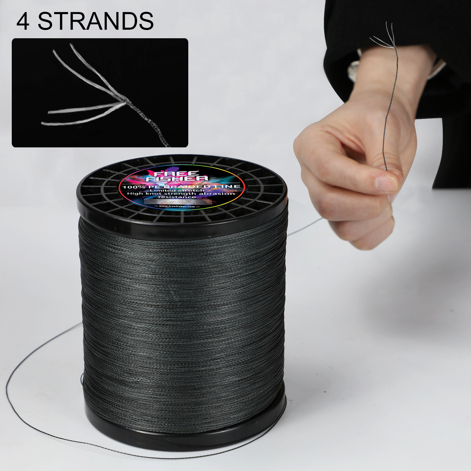 FREE FISHER Fishing Braided Line 2000m 4 Strands Multifilament 100% PE Kite Wire 10LB-100LB 0.1-0.55MM for Sea Fishing