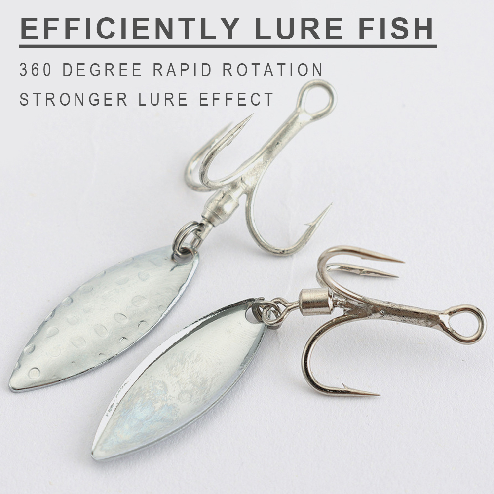 FREE FISHER 10pcs Fishing Treble Hooks with Metal Rotating Sequins Bearded Guy Artificial Spinnerbaits Buzzbait Accessories for Sea Fishing