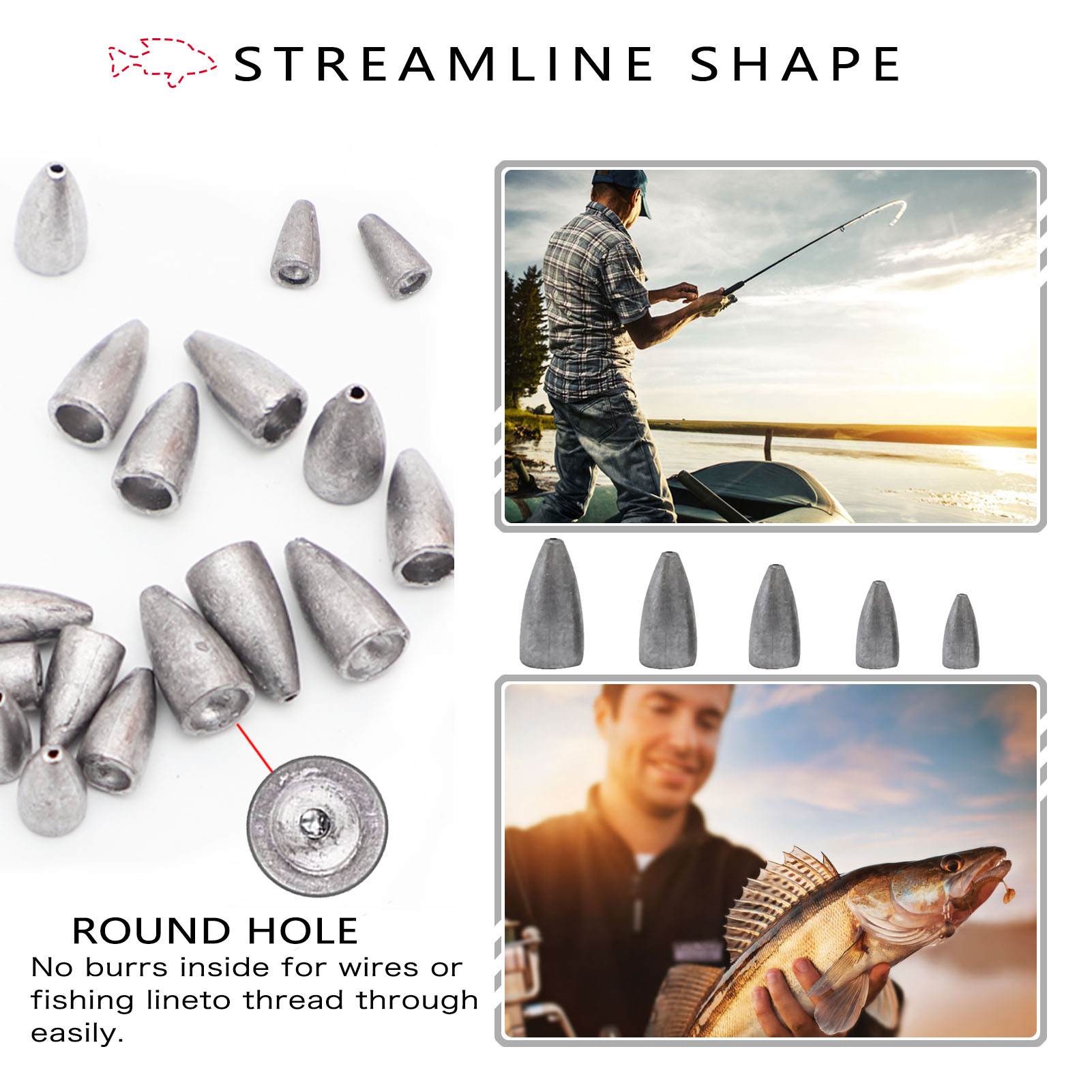 FREE FISHER 185/145pcs Fishing Weights Set Bullet Lead Sinkers Rotating Swivels Crank Hooks Luminous Beads with Clear Box for Bass/Car