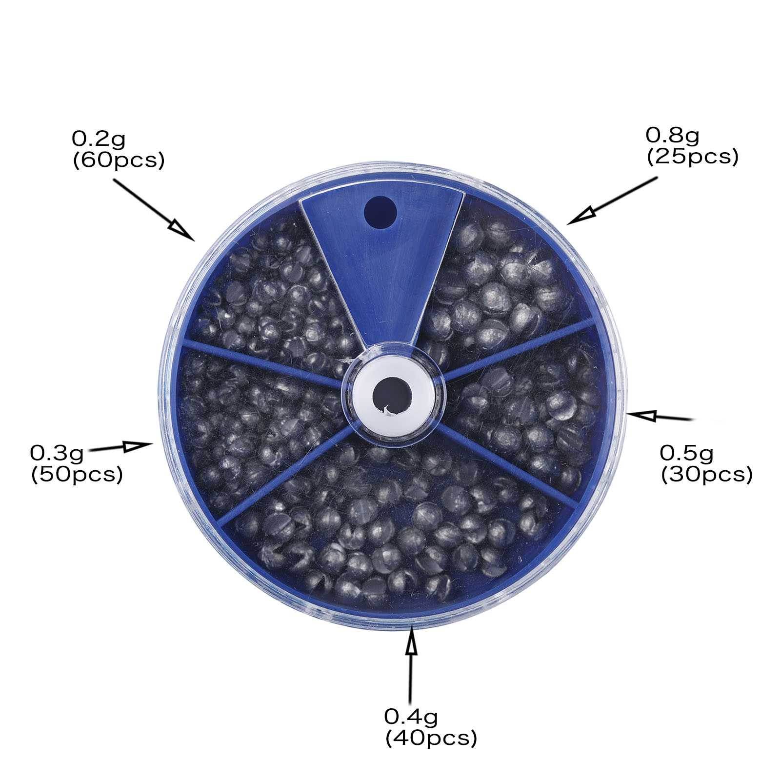 FREE FISHER Mixed Fishing Sinkers Open Bite Lead Set 0.2-2g Bare Fishing-clip Drop Biting Round Plumb Bob Auxiliary Fishing Tackle Gear