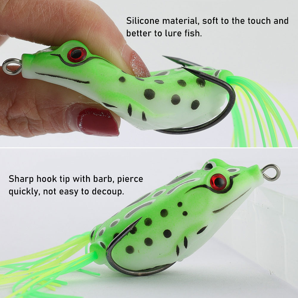 FREE FISHER 5pcs Bionic Thunder Frogs Set 5g/8g/12g Fishing Soft Frogs with Double Hook 3D Lifelike Eye Tail Whiskers Fishing Tackle Box