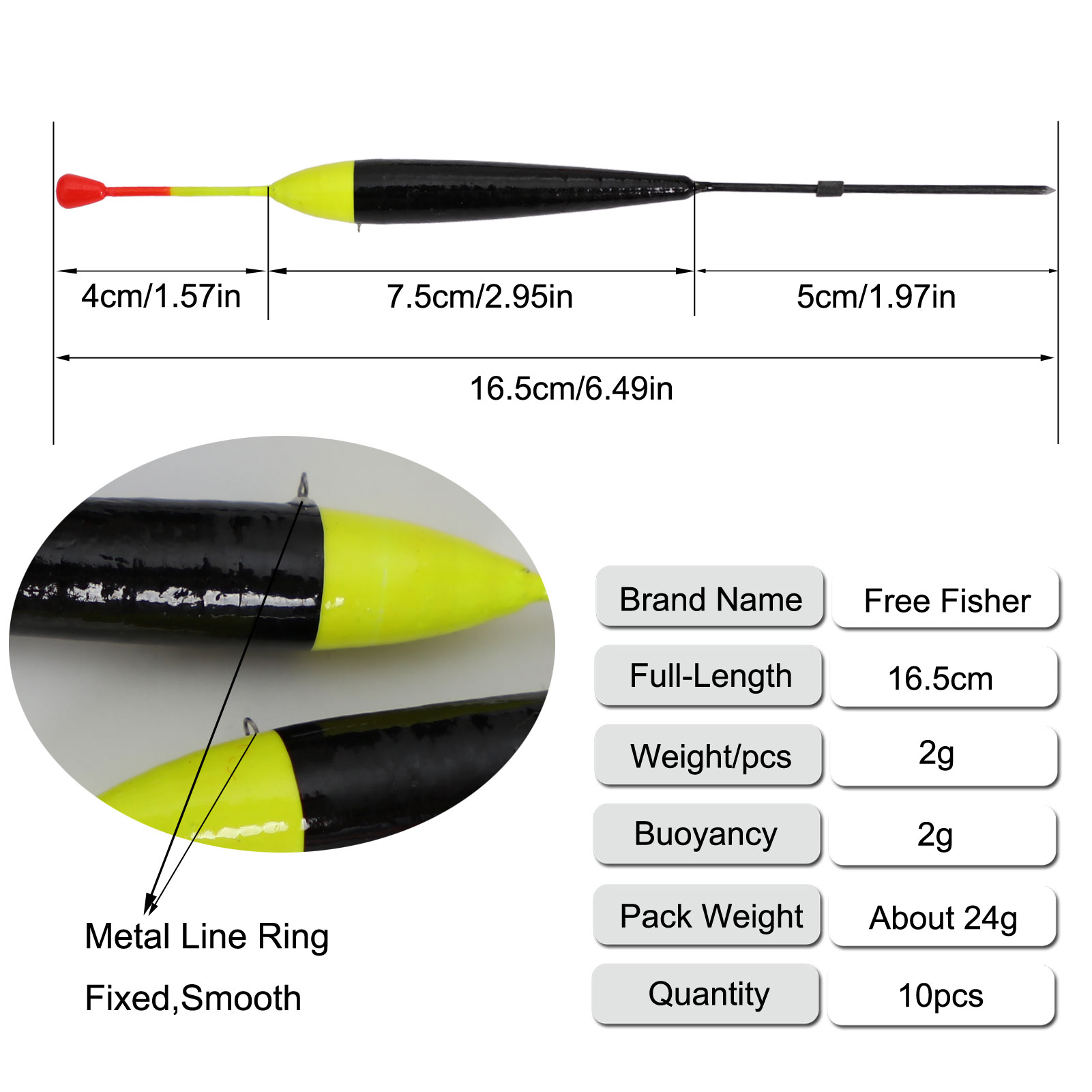 FREE FISHER Fishing Wood Floats Lightweight Bobbers Cork Vertical Buoy Set Long Tail Antenna Colored Stopper Copper Swivel for Bass/Carp