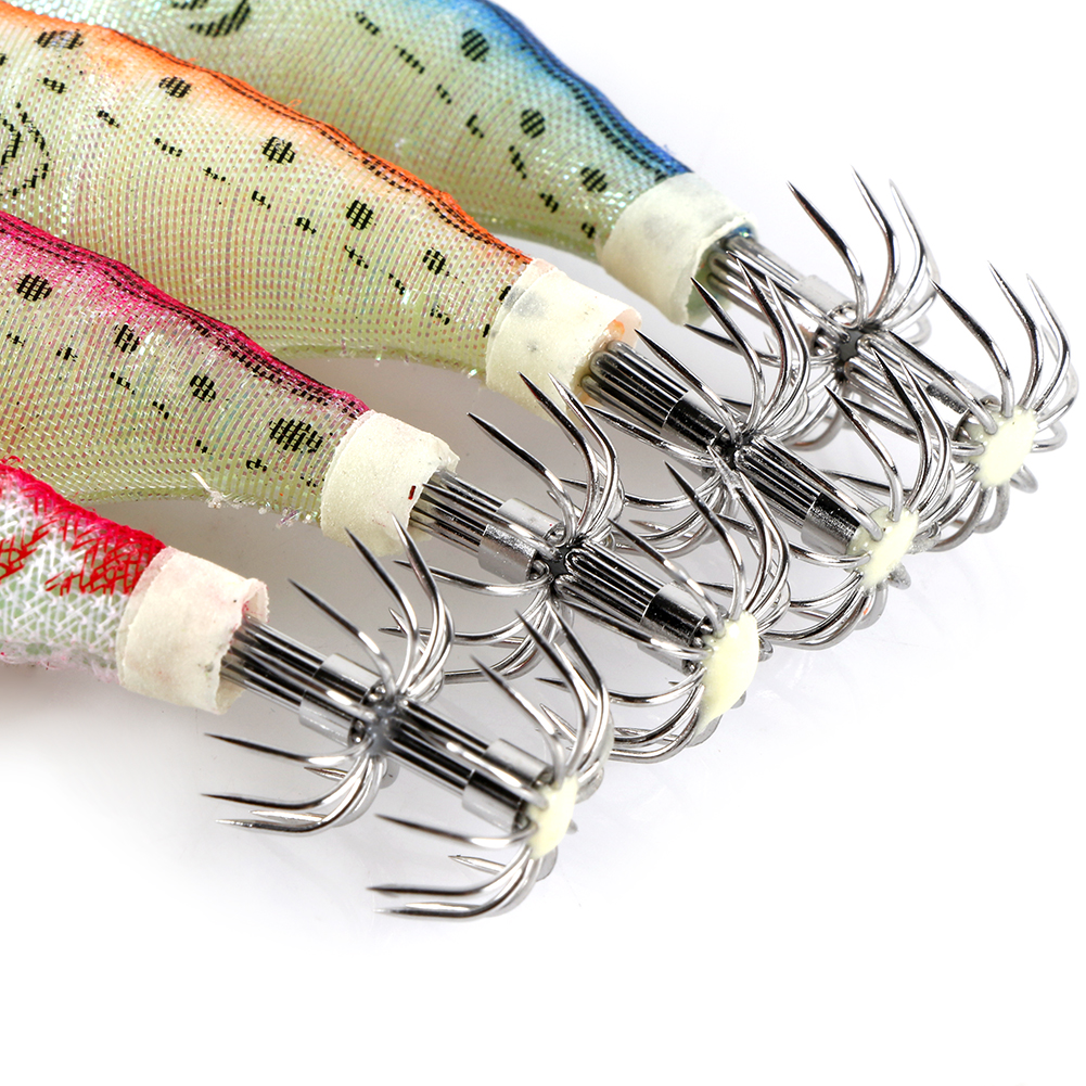 FREE FISHER 18pcs/lot Squid Hooks 10.1cm 12g Luminous Cuttlefish Jigs Artificial Hard Lures Prawn Glow Shrimp Octopus Baits for Sea Fishing