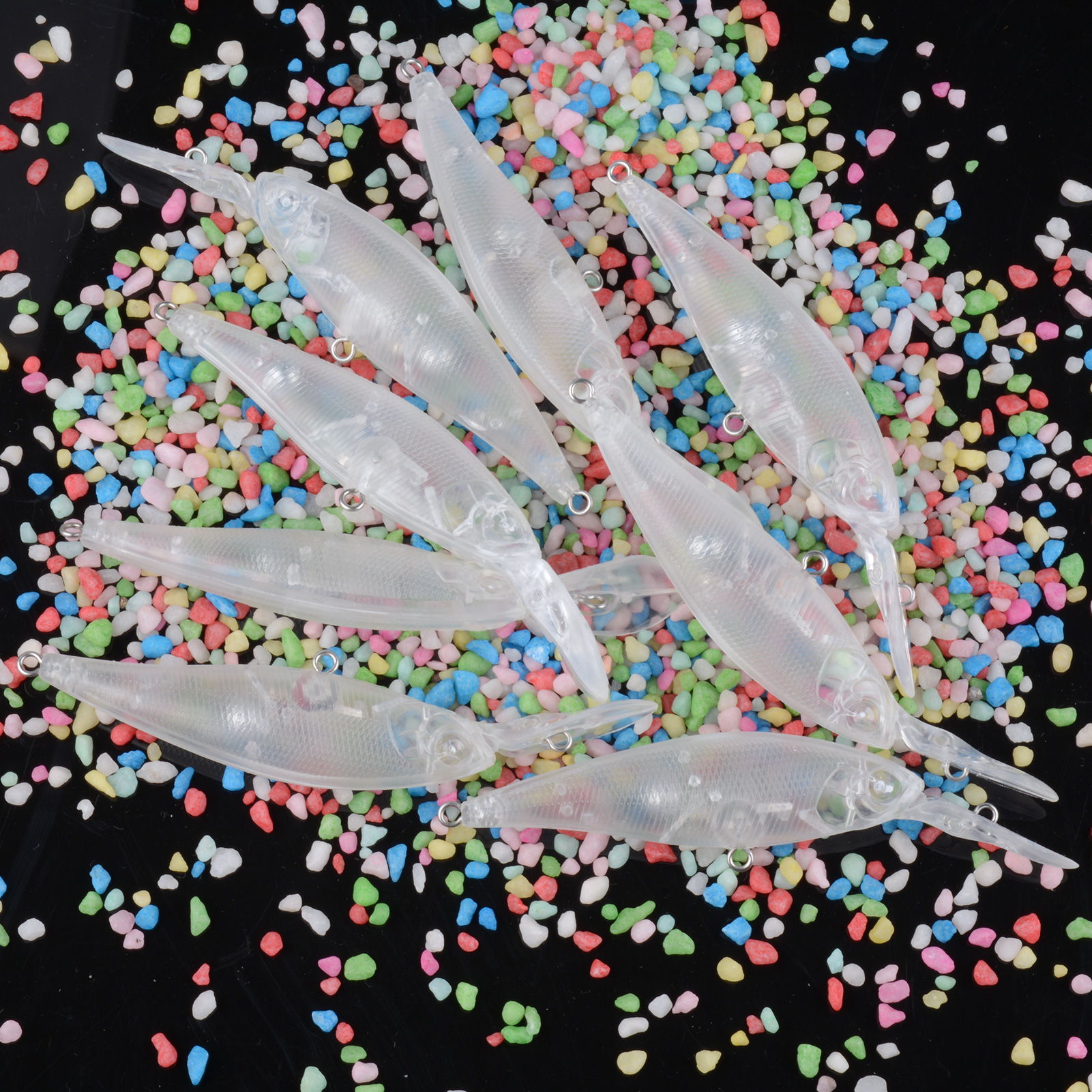 FREE FISHER 20pcs Fishing Unpainted Lures Transparent Blank Bait Embryo 9.3cm 4.5g DIY Minnows Rattles ABS Hard Artificial Baits with 3D Eyes