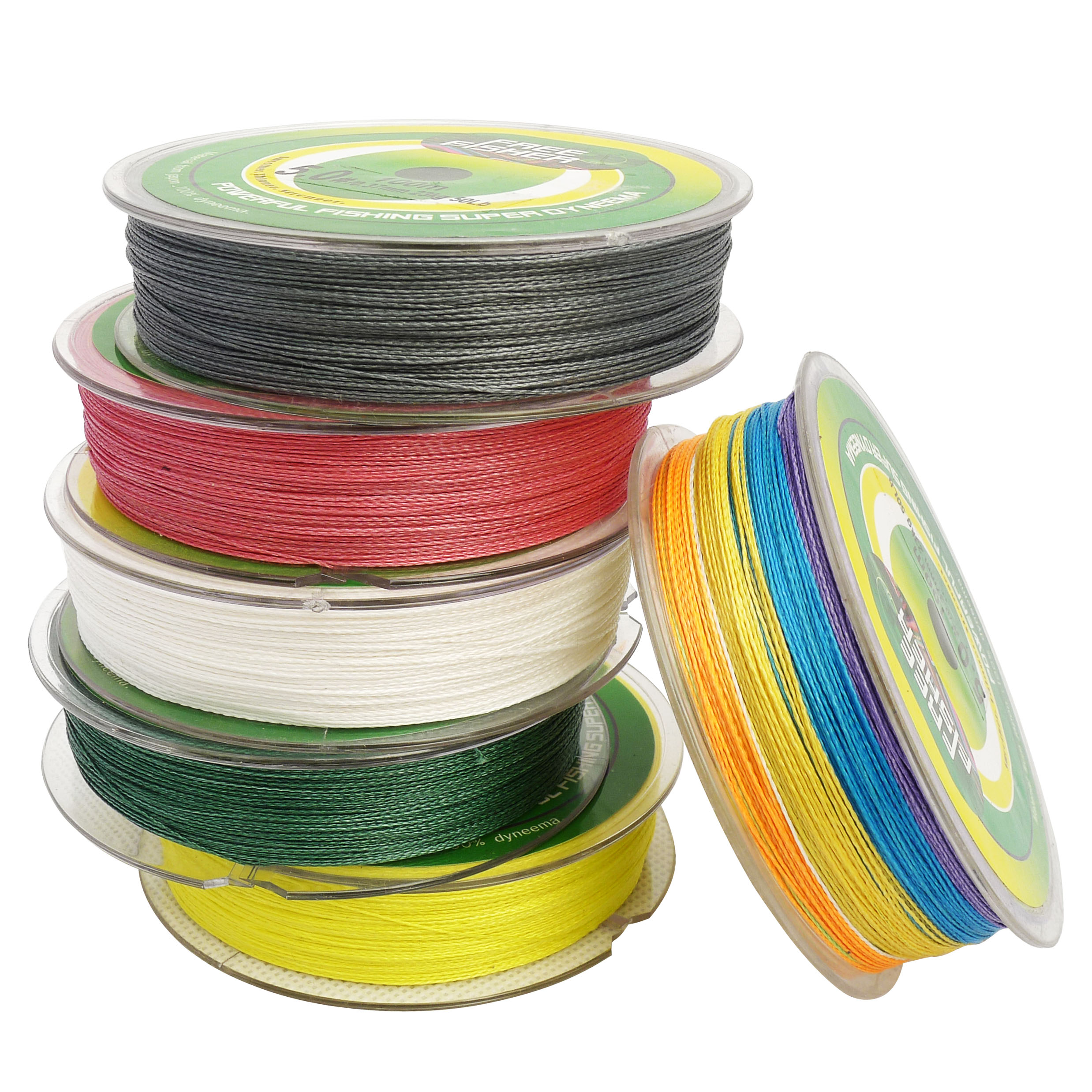FREE FISHER Wholesale 10pcs Fishing Line 100m 4 Strands Braid line 100% PE Braided Line 8LB-80LB Multifilamentous Fishing Braieded Wire for Saltwater/Freshwater