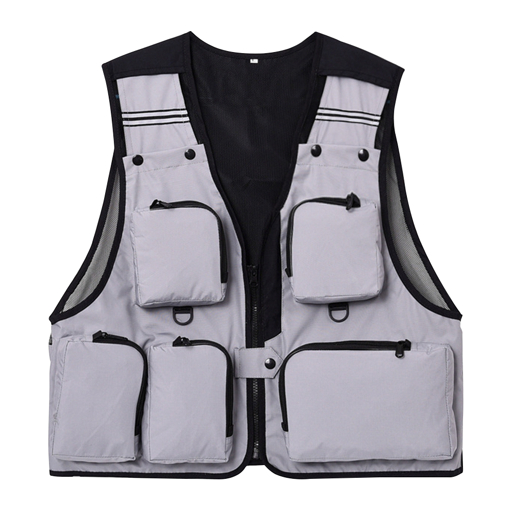 FREE FISHER Fishing Photography Vest with Pockets Men's Mesh Quick-Dry Waistcoat Outdoor Jackets for Camping Hunting Travelers Survival Utility Safety