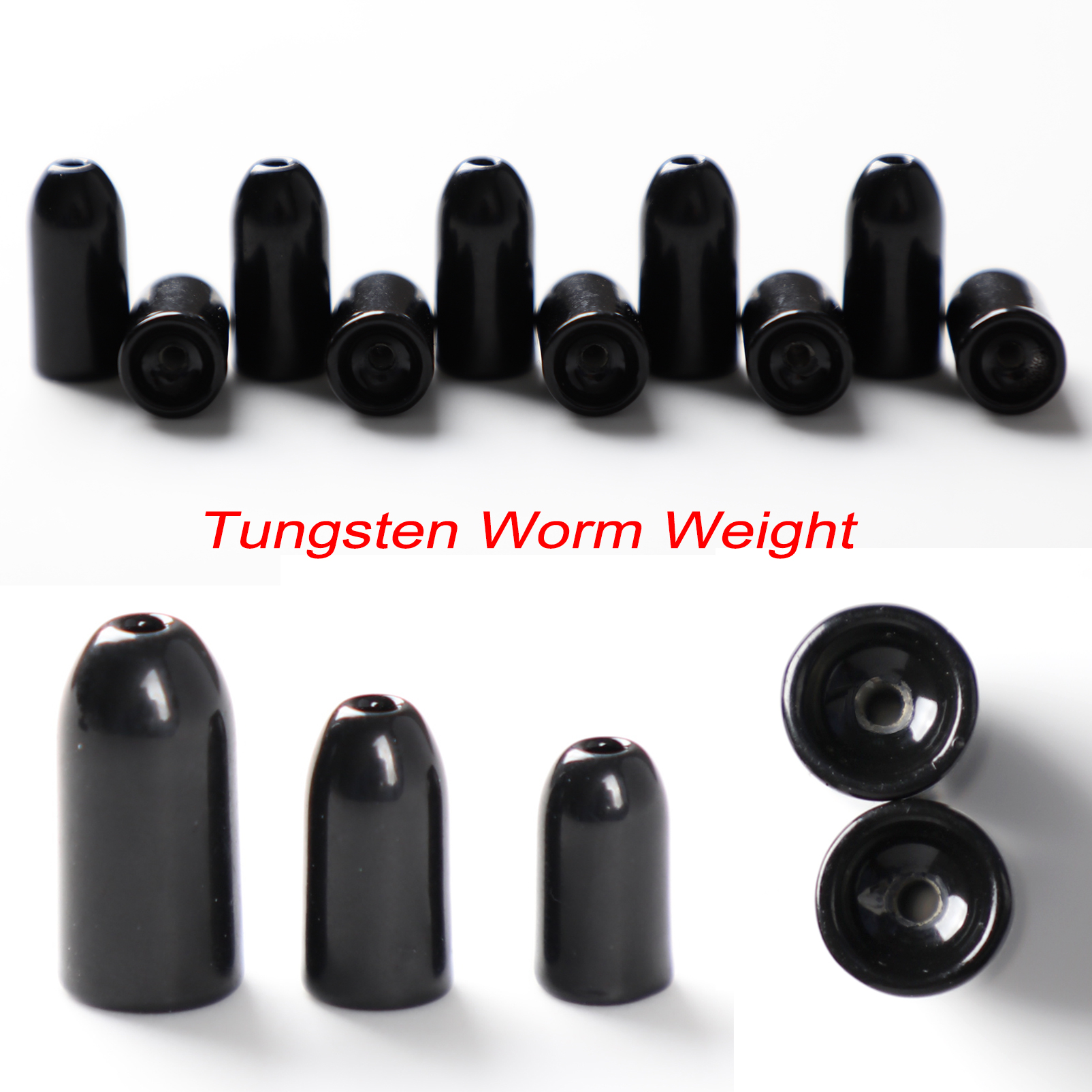 FREE FISHER 10pcs Fishing Tungsten Steel Worm Weights Bullet Shape Sinkers Flipping 3.5g/5.3g/10.5g Drop Shot Fishing Accessory for Bass