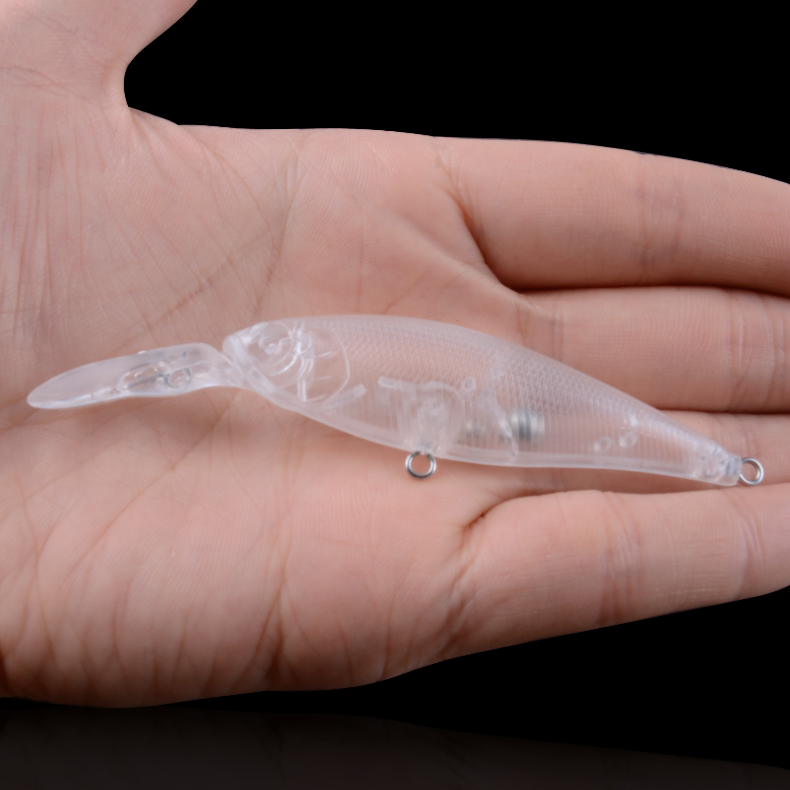 FREE FISHER 20pcs Fishing Unpainted Lures Transparent Blank Bait Embryo 9.3cm 4.5g DIY Minnows Rattles ABS Hard Artificial Baits with 3D Eyes