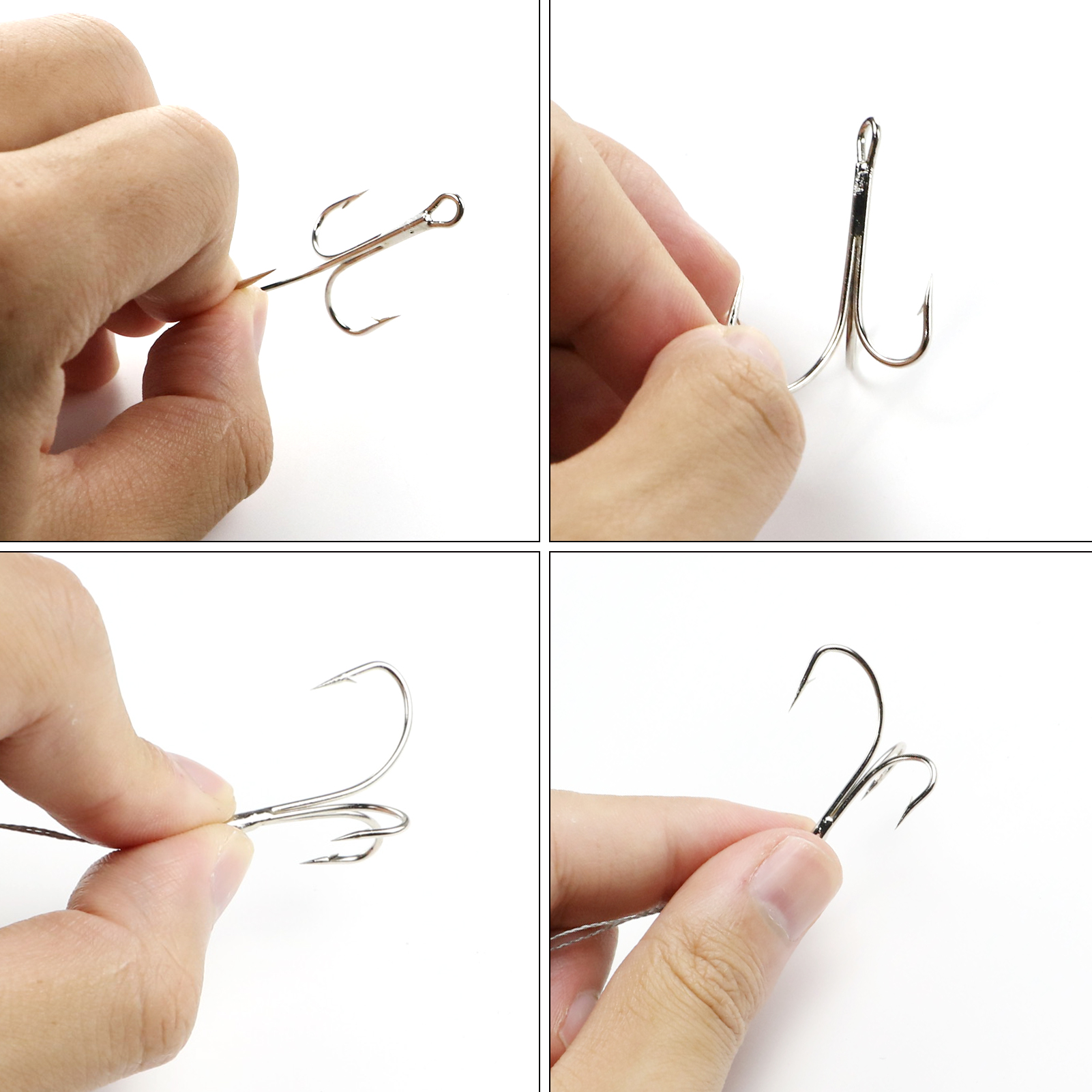 Fishing Hooks Set 105pcs/Box Scorpion Silver Mixed Size Triple Hooks High Carbon Steel Sharp Treble Hooks with Eye