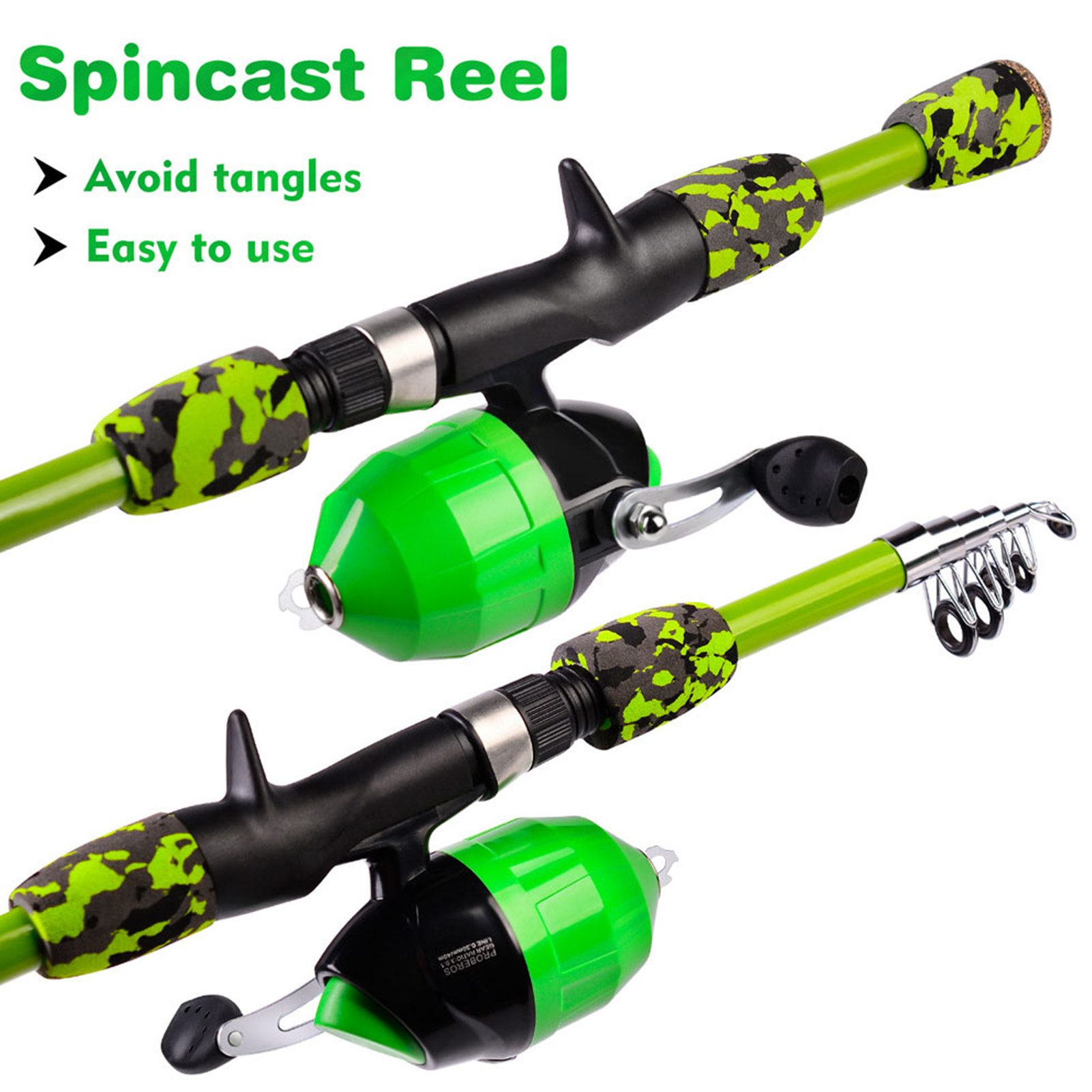 FREE FISHER Fishing Rod Combo Drum Reel Soft Lures Telescopic Fish Pole Hooks Floats Swivels Lead Sinkers Fishing Tackles Set Bag for Kids