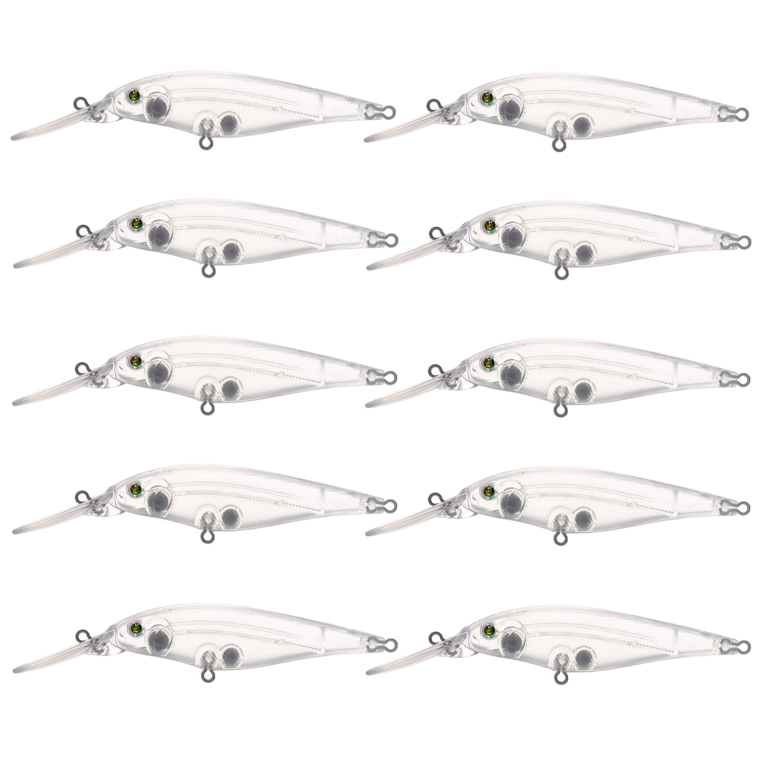 FREE FISHER Fishing Blank Lures Set 10pcs/Lot Unpainted Baits Minnows Crankbaits Pencil Lures Clear Naked Bait Embryo with Ring Eyes