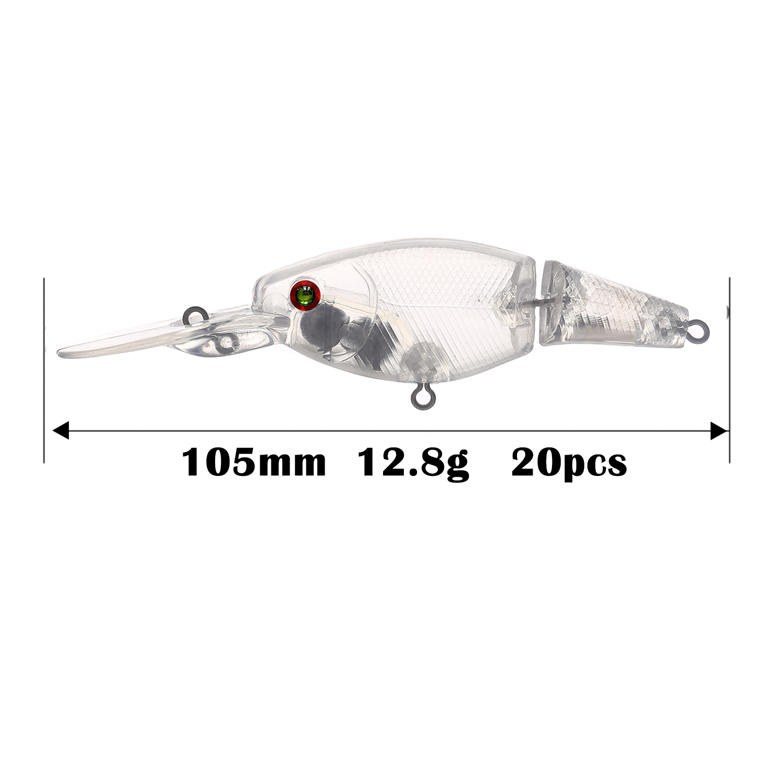 FREE FISHER 20pcs/Lot Unpainted Fishing Lures Set Clear Blank Bait Embryo 10.5cm 12.8g 2-Section DIY Topwater Swimbait Joint Baits