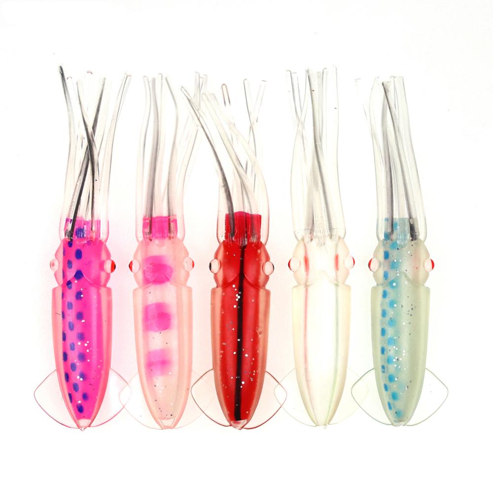 FREE FISHER 3pcs/6pcs Fishing Soft Octopus Lures 12cm 12.7g Rubber Skirts Colorful Squids 15cm 20g Hollow Tube Artificial Baits Pesca