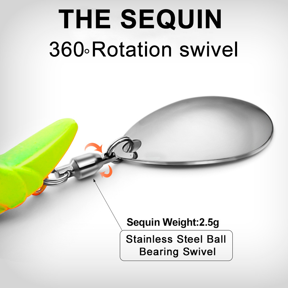 FREE FISHER 10pcs Fishing Lead Head Hooks Set 7.5g 10.5g 15g Spinnerbaits Fishhooks with Metal Sequins Lead Jigs for Saltwater/Freshwater