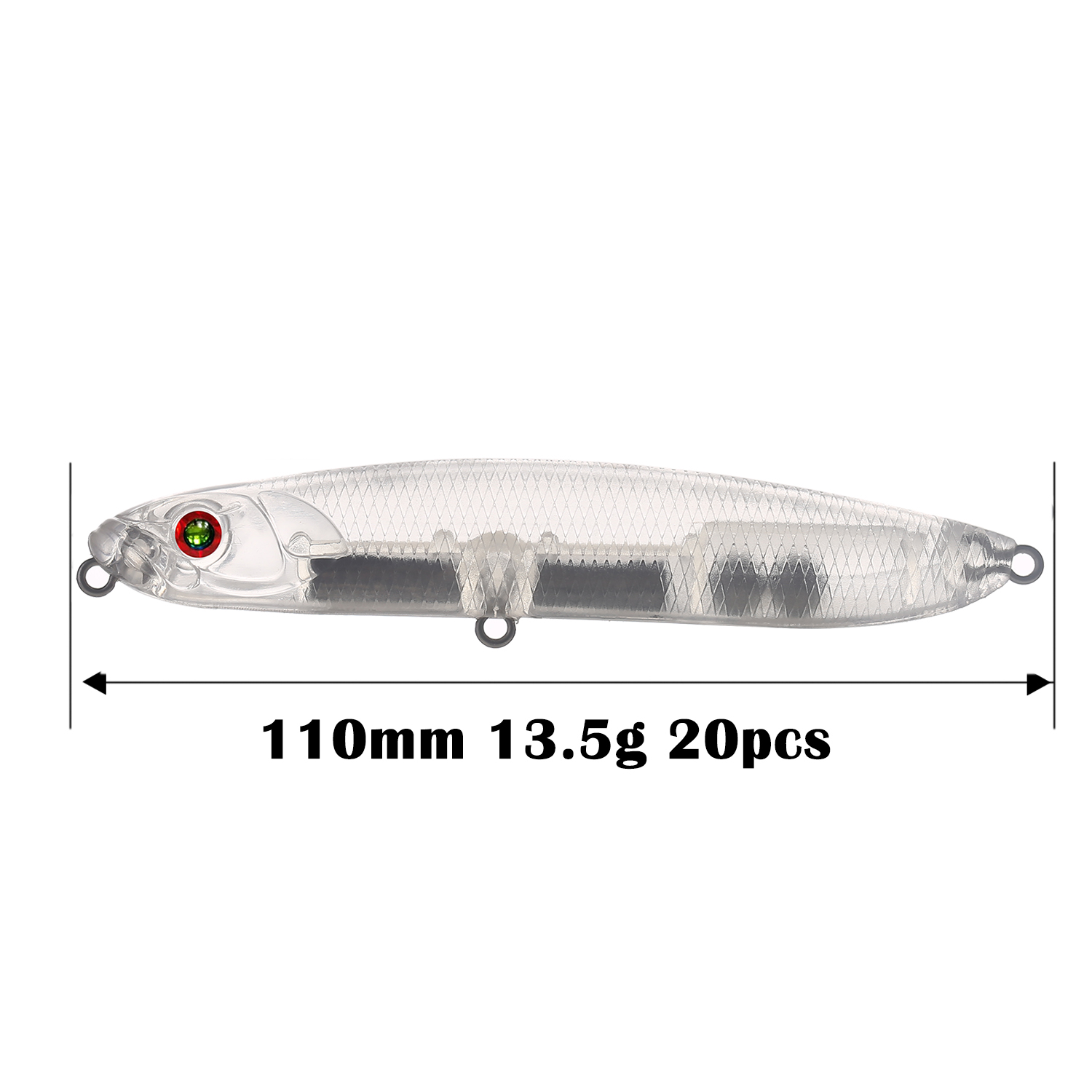 FREE FISHER 20pcs/Set Fishing Unpained Lures Hard Blank Bait Embryo Pencil Lures Clear Plastic Hard Baits 9.5cm 16g Manual DIY Bass Lure