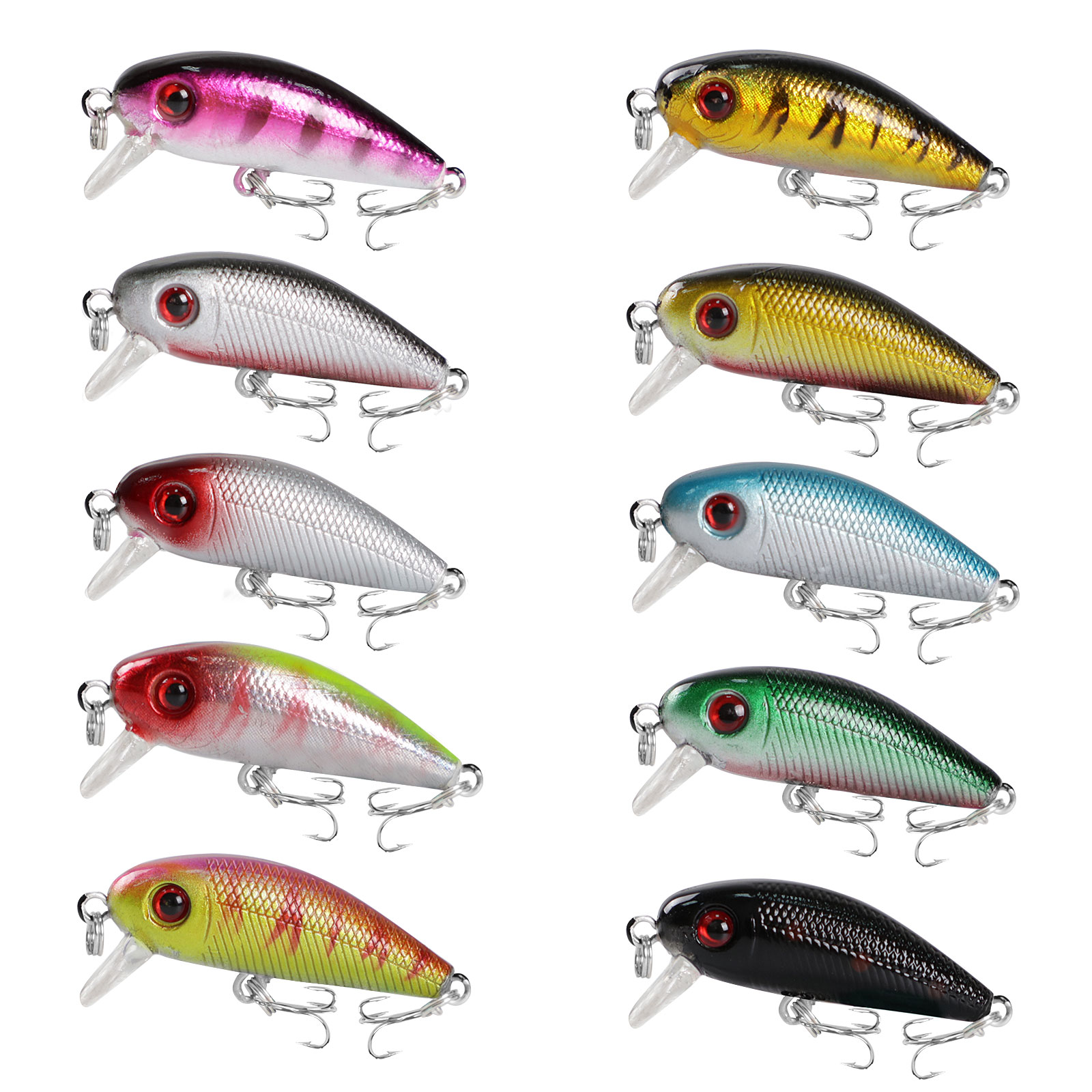 FREE FISHER Wholesale 100pcs Mixed Colors Fishing Hard Baits Mini Minnows 4.5cm/3g Artificial Floating Lures Wobbler Trout Topwater Crankbait 