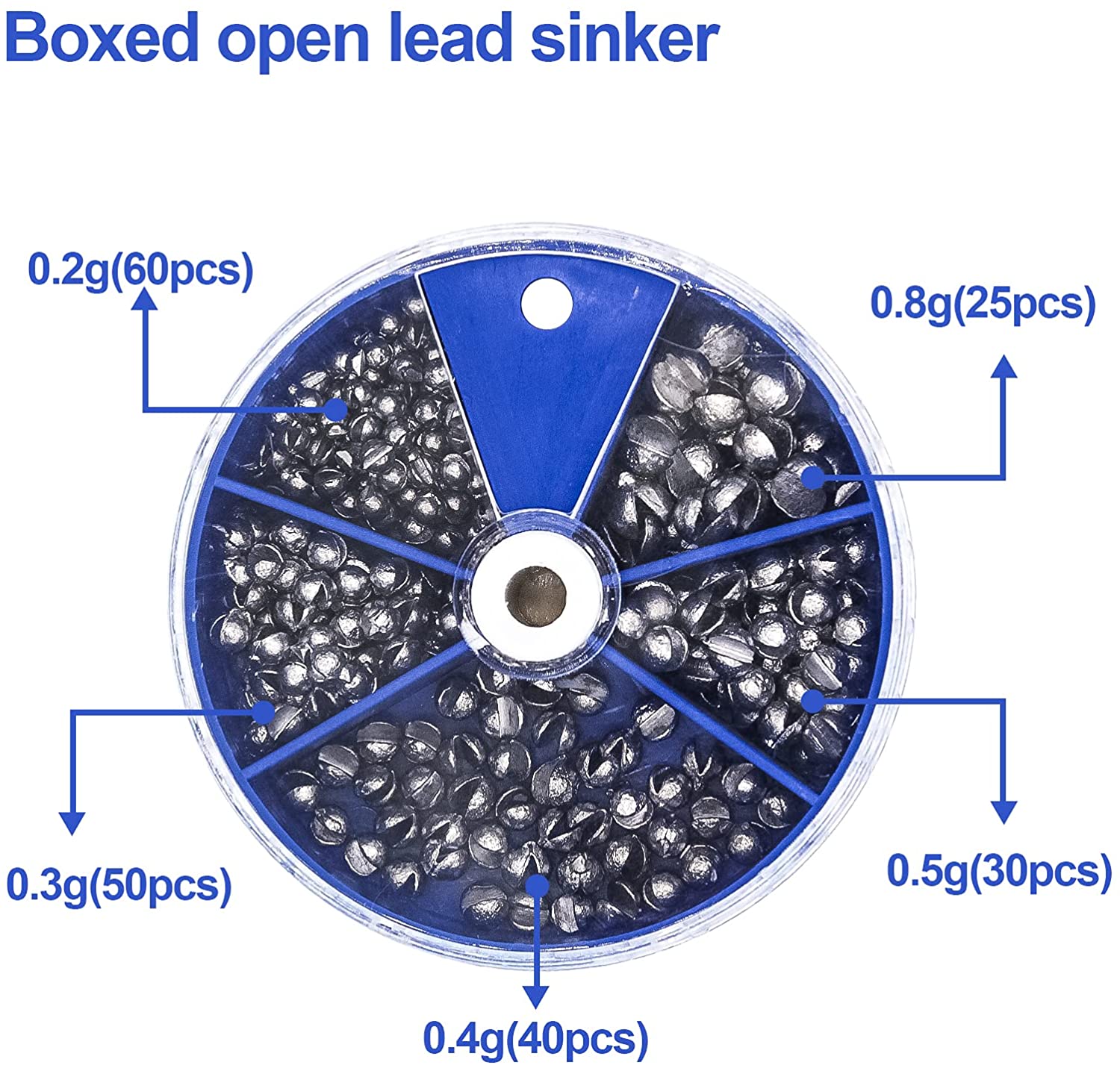 Wholesale Split Shot Fishing Weights, 205pcs Round Split Shot Sinker Removable Fishing Weights Sinkers 5 Sizes