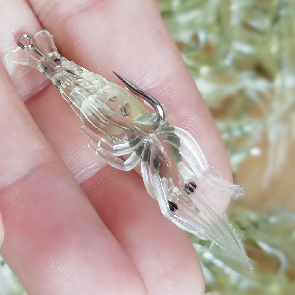 FREE FISHER 20pcs Fishing Soft Lures 5cm 1.5g Prawn with Sharp Hook Shrimp Fishy Smell Wobblers Artificial Baits for Carp Fishing