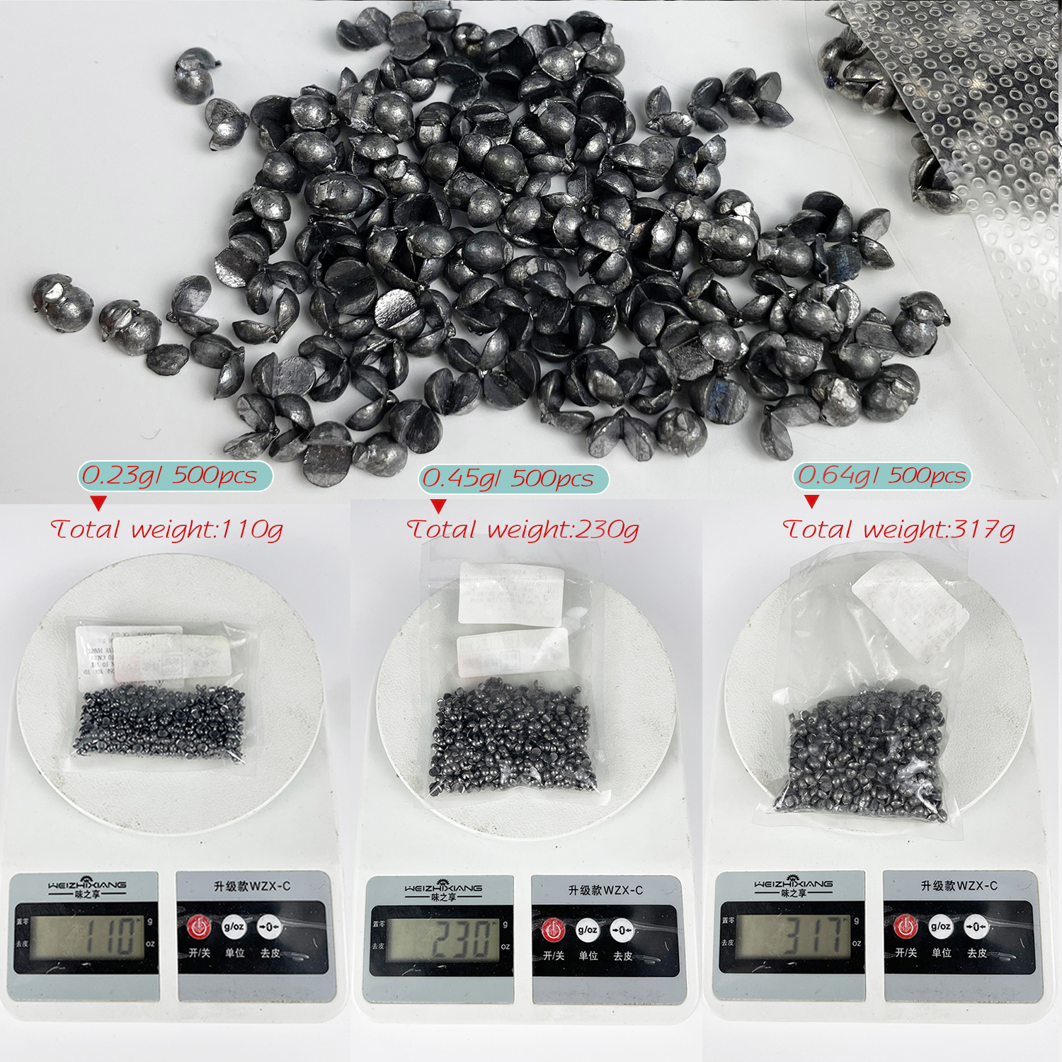 FREE FISHER Open Bite Lead Set Bare Fishing-clip Drop Biting Lead Sinker Weights Split Round Shot Lead Fishing Lure Bait Accessories