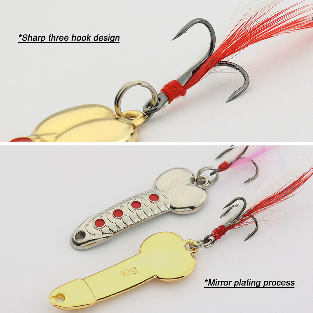 FREE FISHER 4pcs Fishing Metal Spoon Lures Wobbler Casting Jigging Trout Bait Artificial Spinner Baits Horsemouth Sequins with Feather Hook