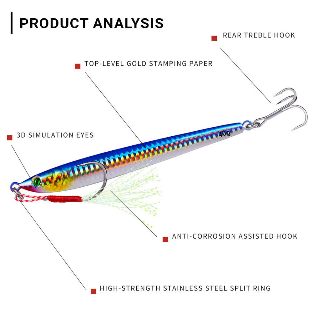 FREE FISHER 5pcs/Set Metal Jigs Fishing Lead Lure Weights 7g-60g Trolling Hard Bait Bass Fishing Bait Tackle Trout Jigging for Saltwater