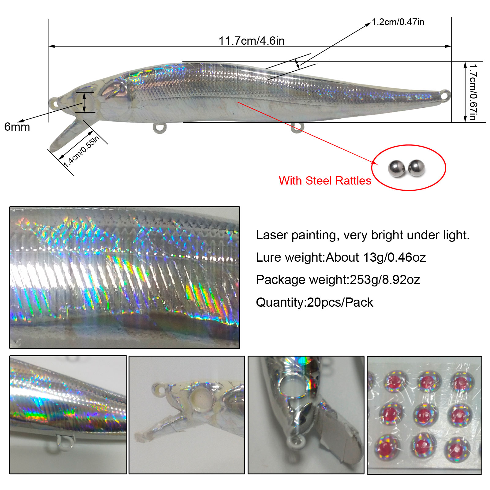 Wholesale Crankbait Hard Fishing Lures Holographic Slow Sinking Jerkbaits