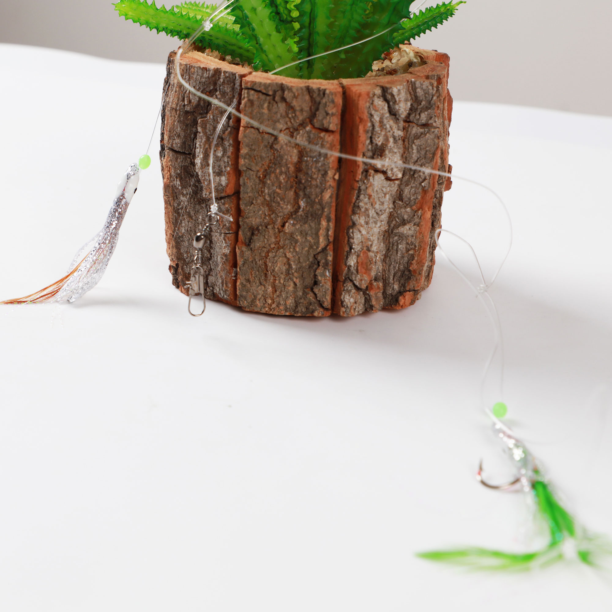 FREE FISHER 4pcs/pack Fishing Rigs String Hooks Baits Octopus Feather Lure Jig Glow Lures Nylon Line Swivels Snap Artificial Bait 1/0# Fishhook