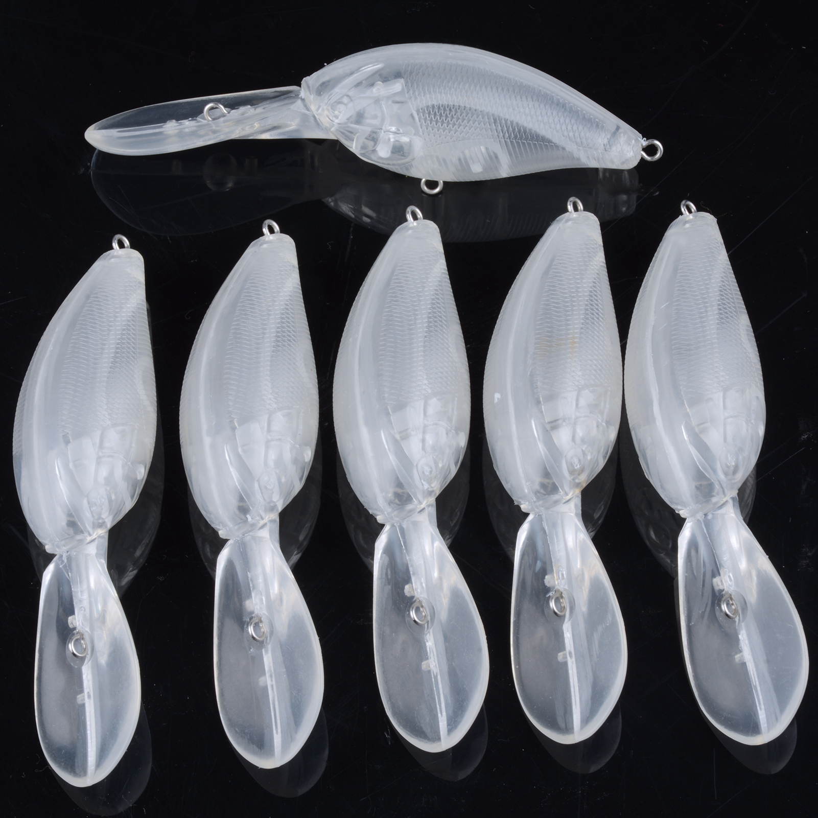 FREE FISHER 20pcs Unpainted Lures Fishing Blank Artificial Hard Baits Long Tongue Transparent Bait Embryo 10cm 11g DIY Crankbaits