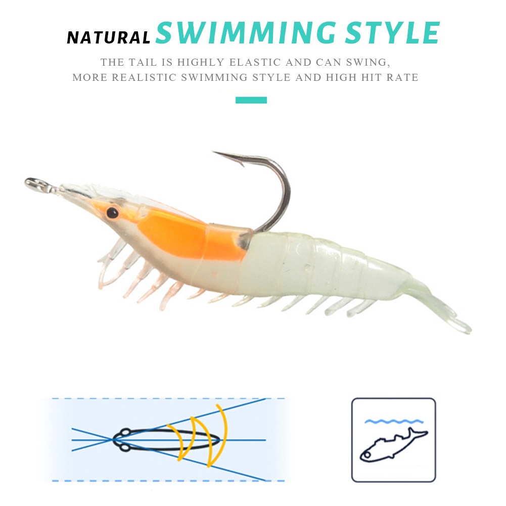 FREE FISHER Luminous Shrimp 3g 6cm Fishing Soft Lead Baits 9.5cm 10g Prawn with Sharp Hook Fishy Smell Wobblers Artificial Lures for Carp Fishing