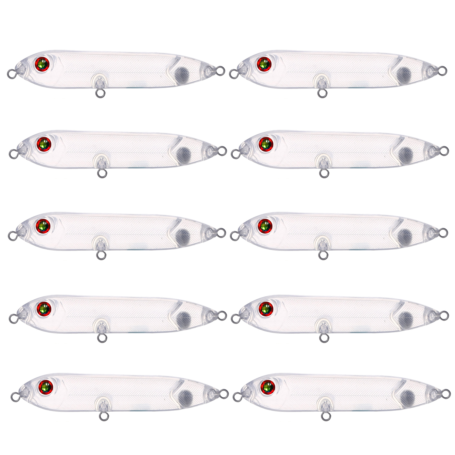 FREE FISHER Fishing Blank Lures Set 10pcs/Lot Unpainted Baits Minnows Crankbaits Pencil Lures Clear Naked Bait Embryo with Ring Eyes