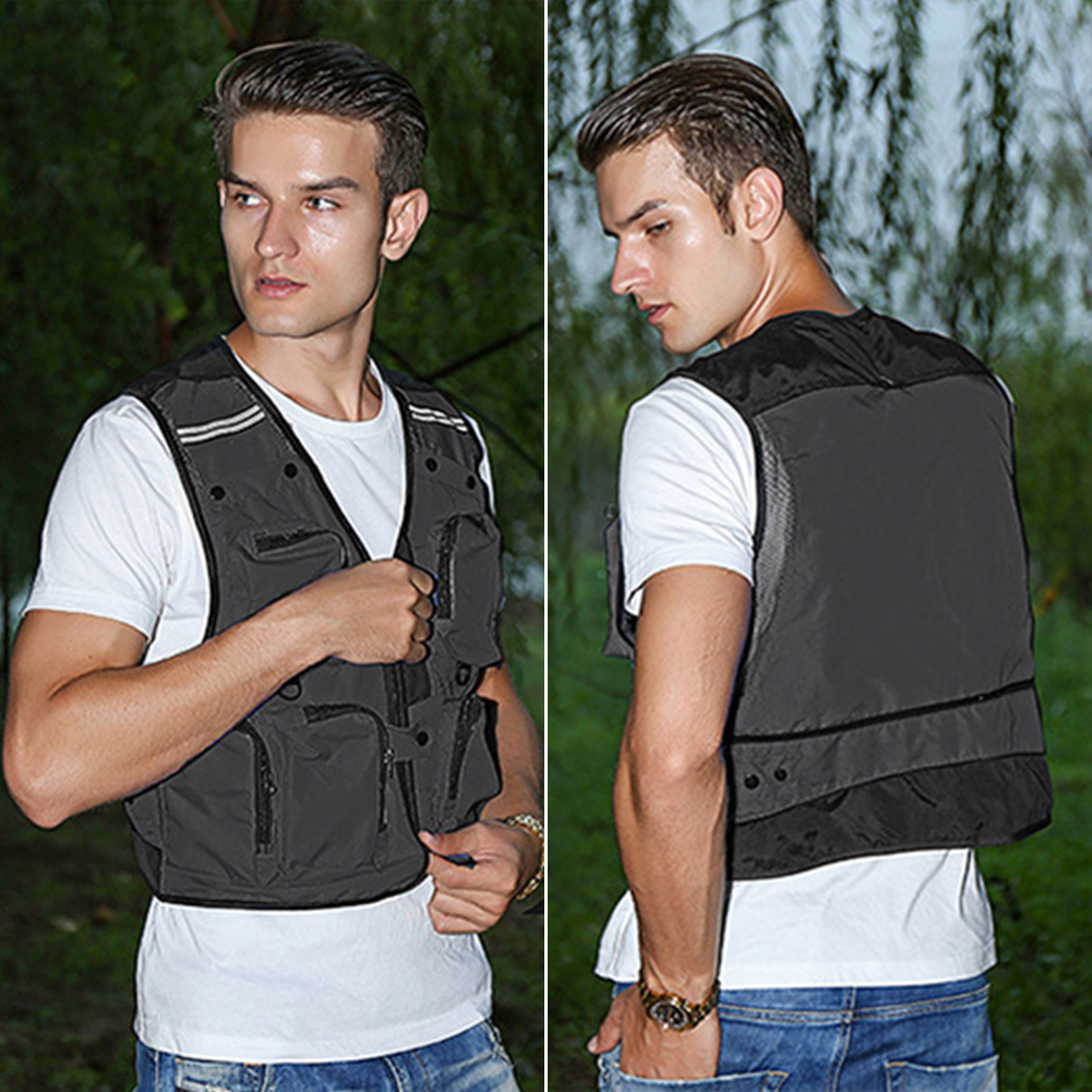 FREE FISHER Fishing Photography Vest with Pockets Men's Mesh Quick-Dry Waistcoat Outdoor Jackets for Camping Hunting Travelers Survival Utility Safety